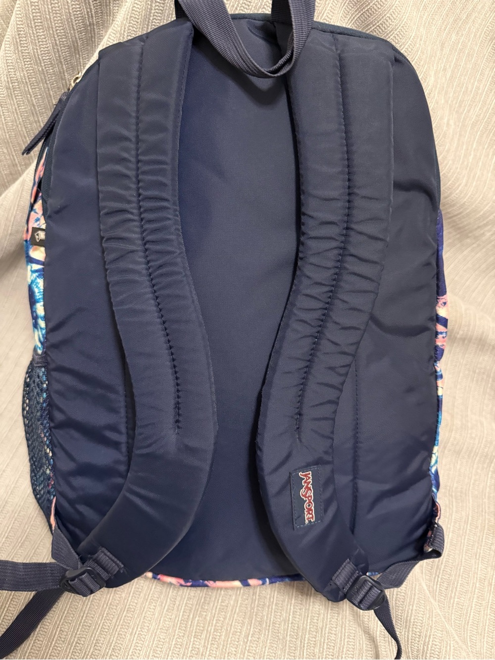 Jansport Navy Blue & Pink Abstract Pattern Backpack - Picture 8 of 12